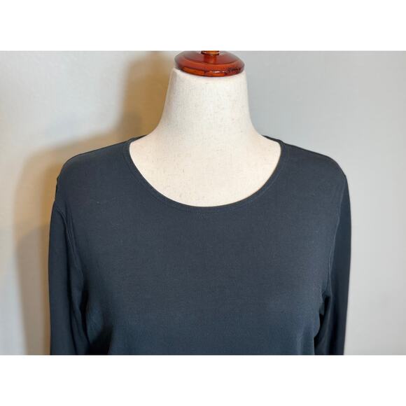 J. Jill Pure Jill tunic top black Pima stretch cotton long sleeve scoop   Sz L - Picture 4 of 8
